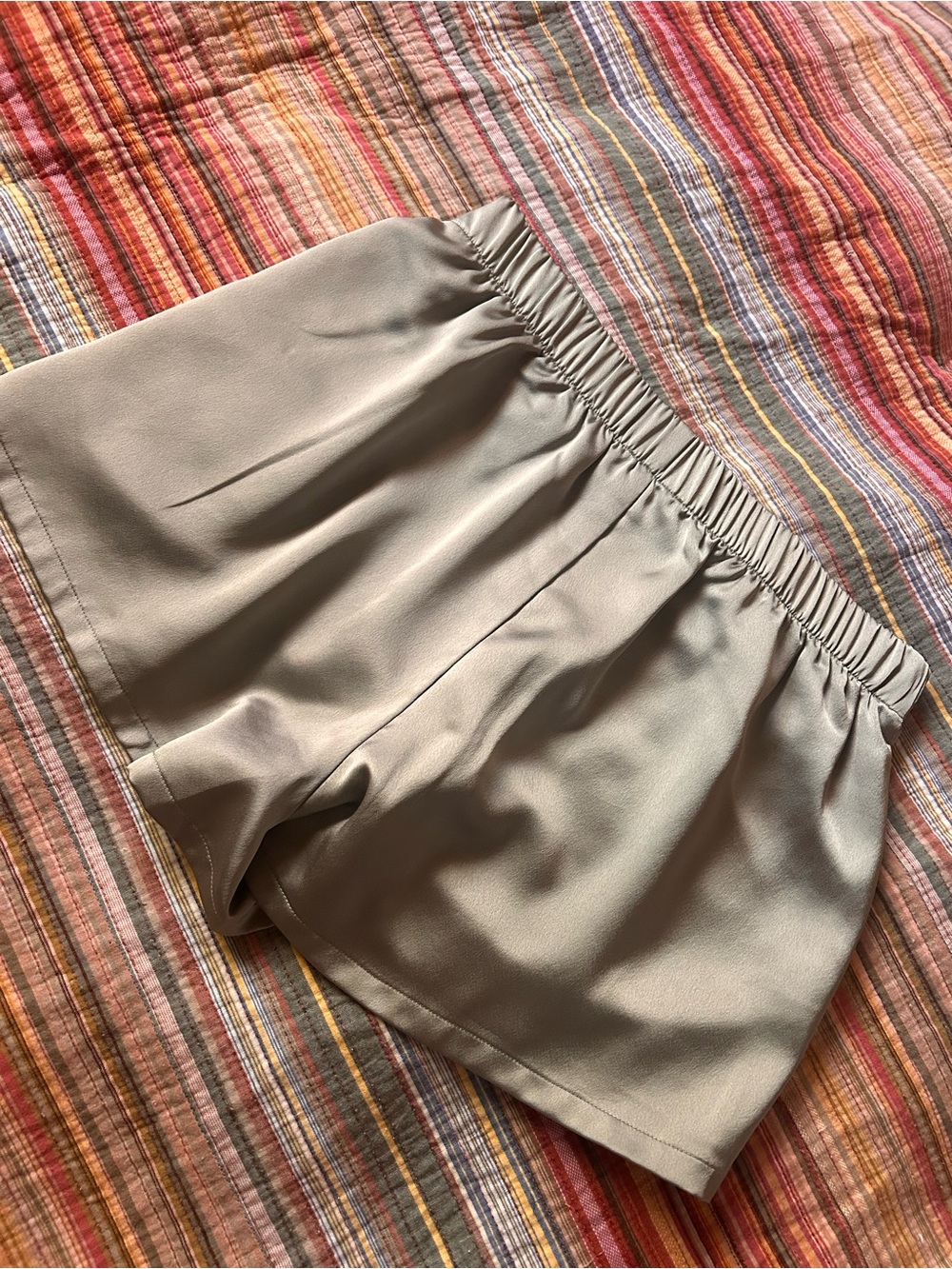 Show Me Your MuMu Light Gray Satin Elastic-Waist Pajama Shorts